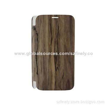Wooden Leather Case for Samsung S5, Creative design, Combined with Water-transfer Print, Hot Press
